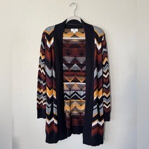 Missoni By Target Zig Zag Brown, Yellow, Black Long Sleeve Cardigan Womens L